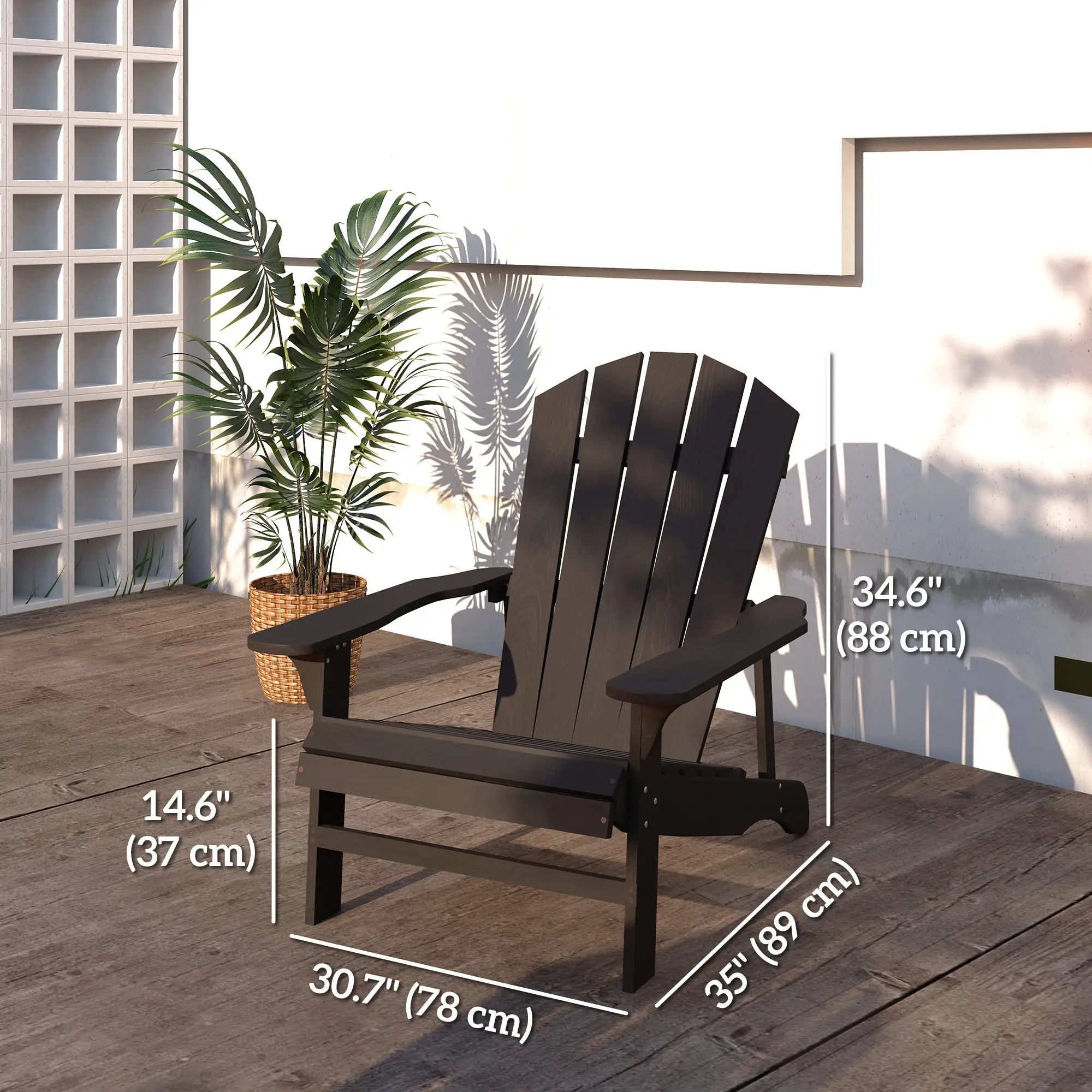 Wood Adirondack Chair, Outdoor Patio Chair, Slatted Design, Black Patio Chairs at Gallery Canada