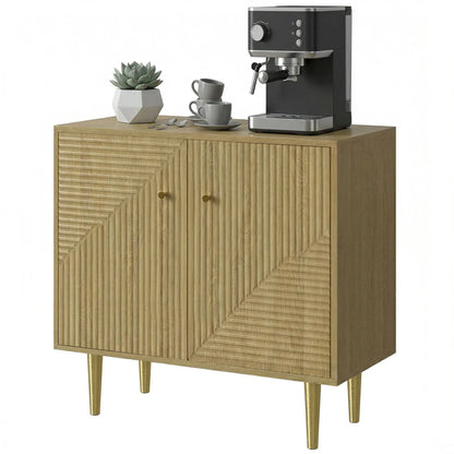 Oak Sideboard With Adjustable Shelf, 2 Doors, Gold Steel Legs, Gold Storage Cabinets Oak, Gold at Gallery Canada