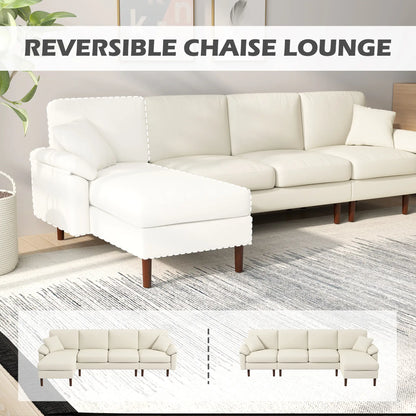 L-Shape Sectional Sofa, Changeable Chaise Lounge, Cream White 3-Seater Sofas at Gallery Canada