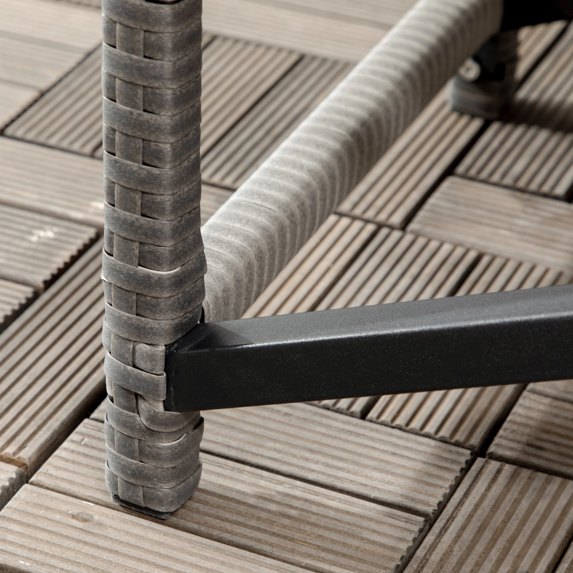 Wicker End Table, Outdoor PE Rattan Side Table, Plastic Board, Mixed Gray, Gray Patio Side Tables at Gallery Canada