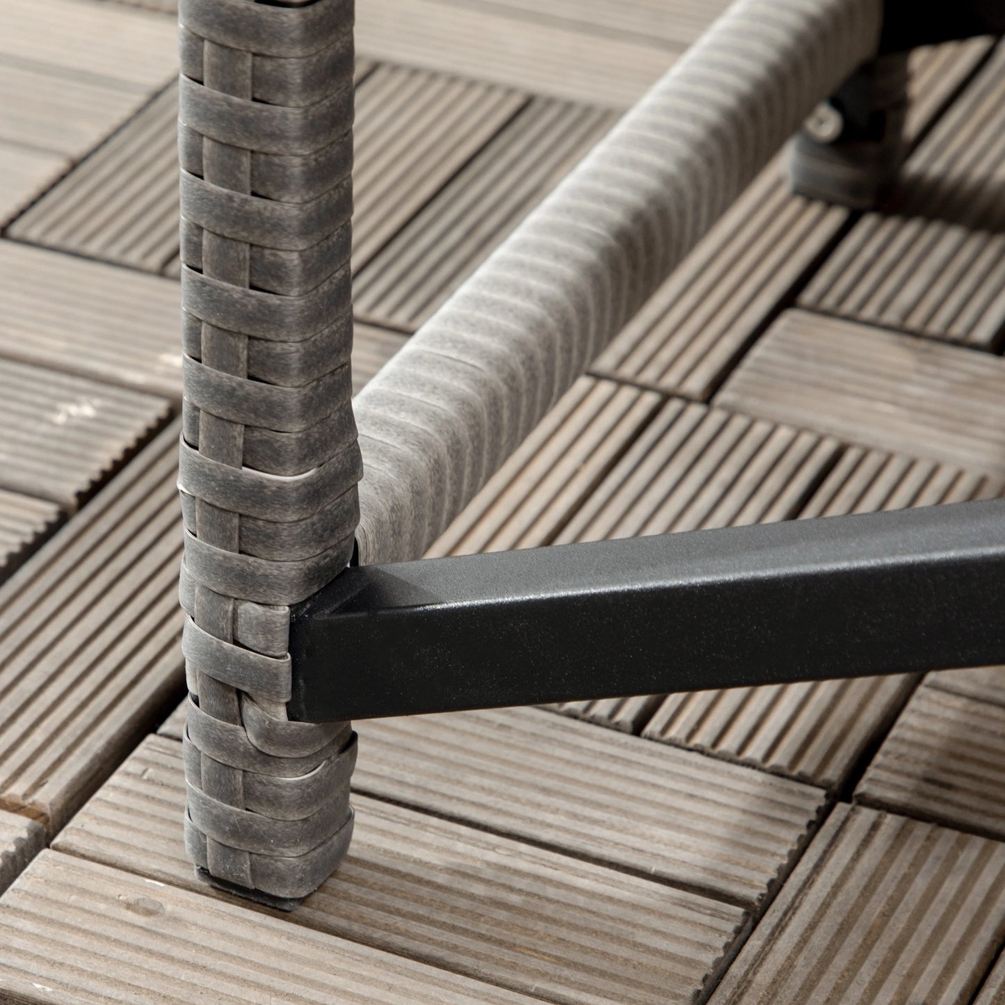 Wicker End Table, Outdoor PE Rattan Side Table, Plastic Board, Mixed Gray, Gray Patio Side Tables at Gallery Canada