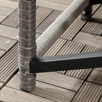 Wicker End Table, Outdoor PE Rattan Side Table, Plastic Board, Mixed Gray, Gray Patio Side Tables at Gallery Canada