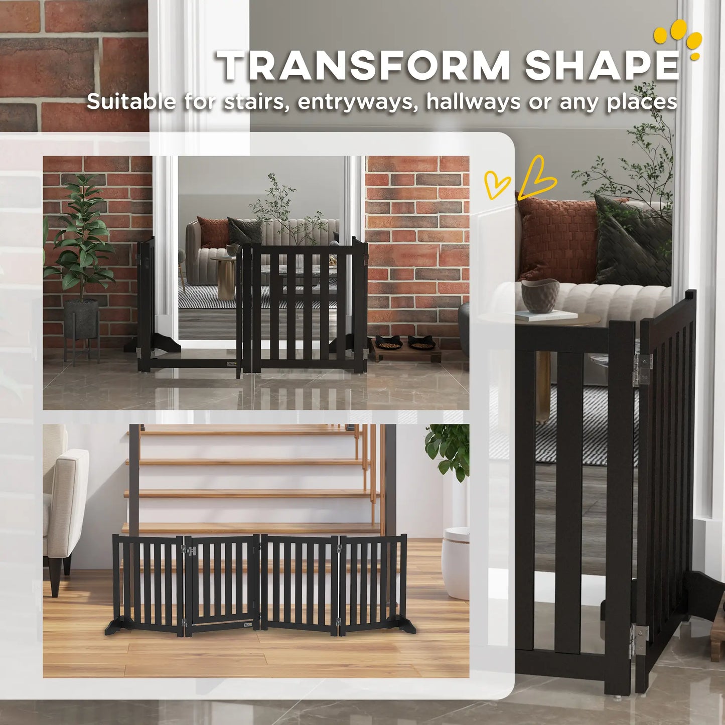Foldable Dog Gate With Door, 4 Panels Freestanding, Black Houses, Kennels & Pens at Gallery Canada