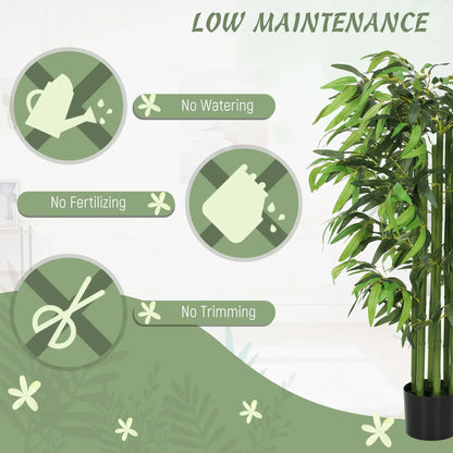4.6FT Artificial Bamboo Tree Set, Decorative Faux Plant In Nursery Pot