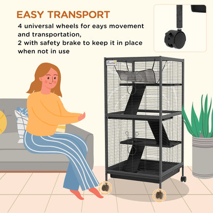 Steel Small Animal Cage, Guinea Pig, Ferret, Chinchilla, Kitten, Rabbit, Black Houses & Habitats at Gallery Canada