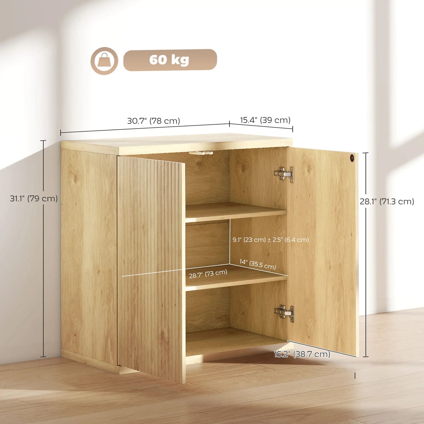 30.7" Oak Sideboard Buffet Cabinet, Modern Kitchen Storage Bar Cabinets at Gallery Canada