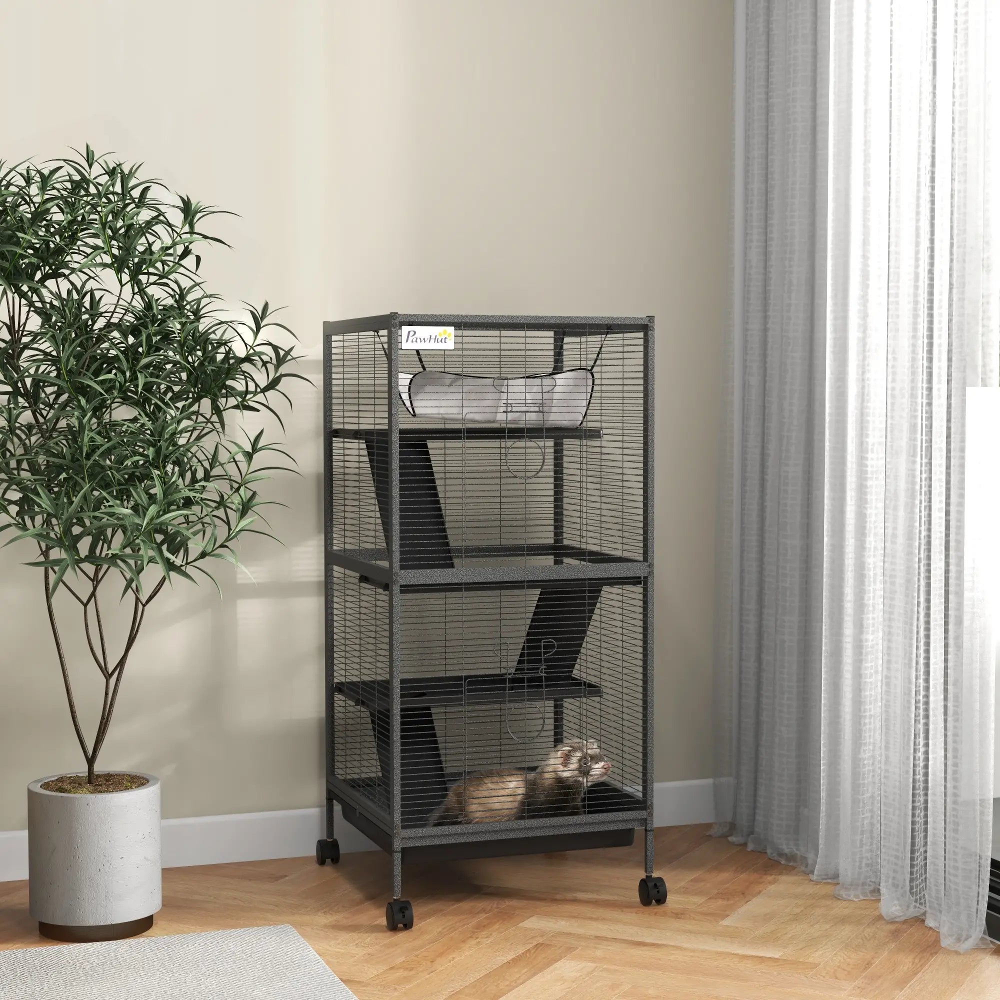 Steel Small Animal Cage, Guinea Pig, Ferret, Chinchilla, Kitten, Rabbit, Black Houses & Habitats at Gallery Canada