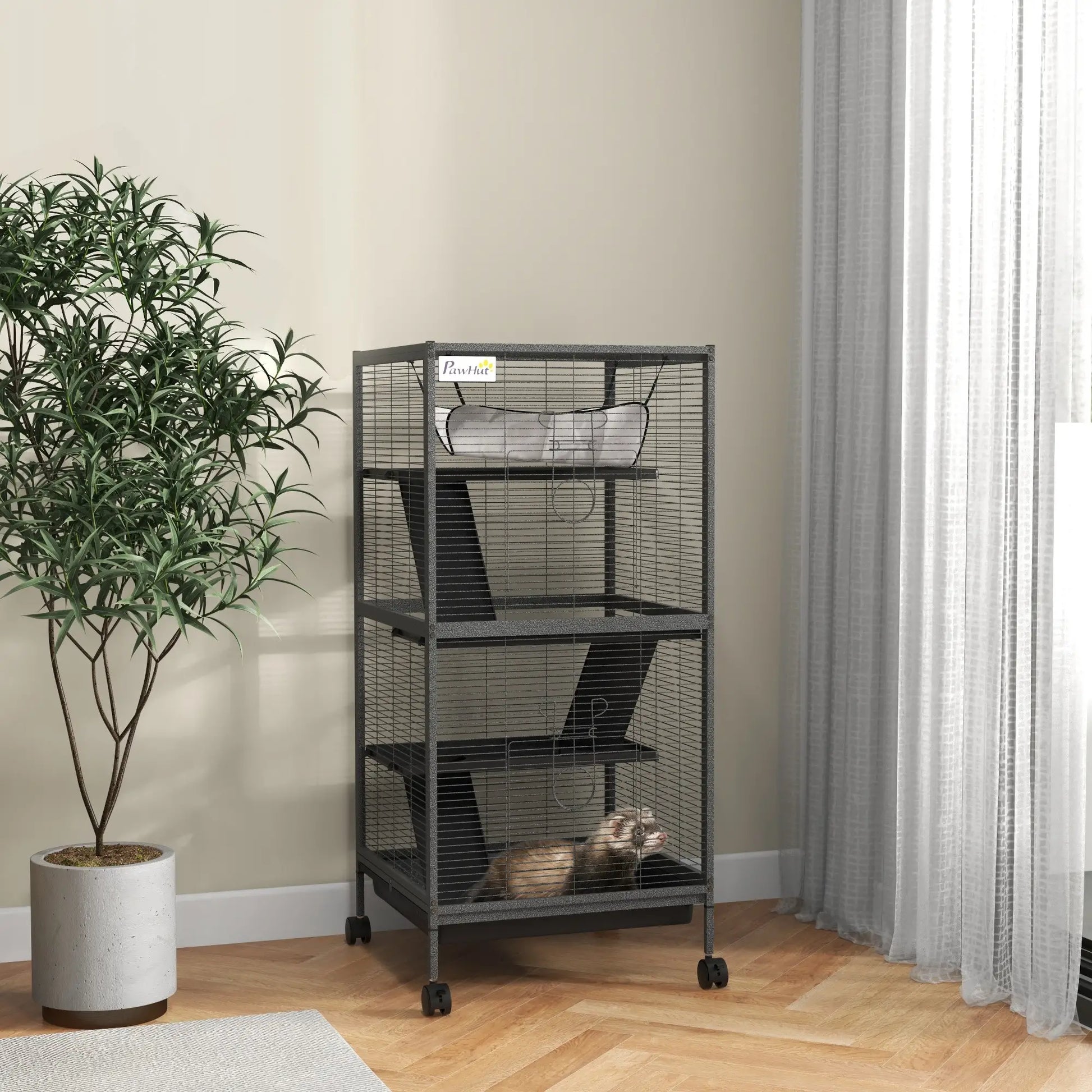 Steel Small Animal Cage, Guinea Pig, Ferret, Chinchilla, Kitten, Rabbit, Black Houses & Habitats at Gallery Canada