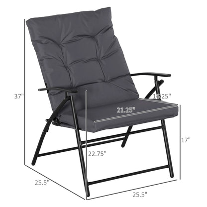 Outdoor Folding Chairs, Adjustable Backrest, Padded, Set of 2, Grey Patio Chairs at Gallery Canada