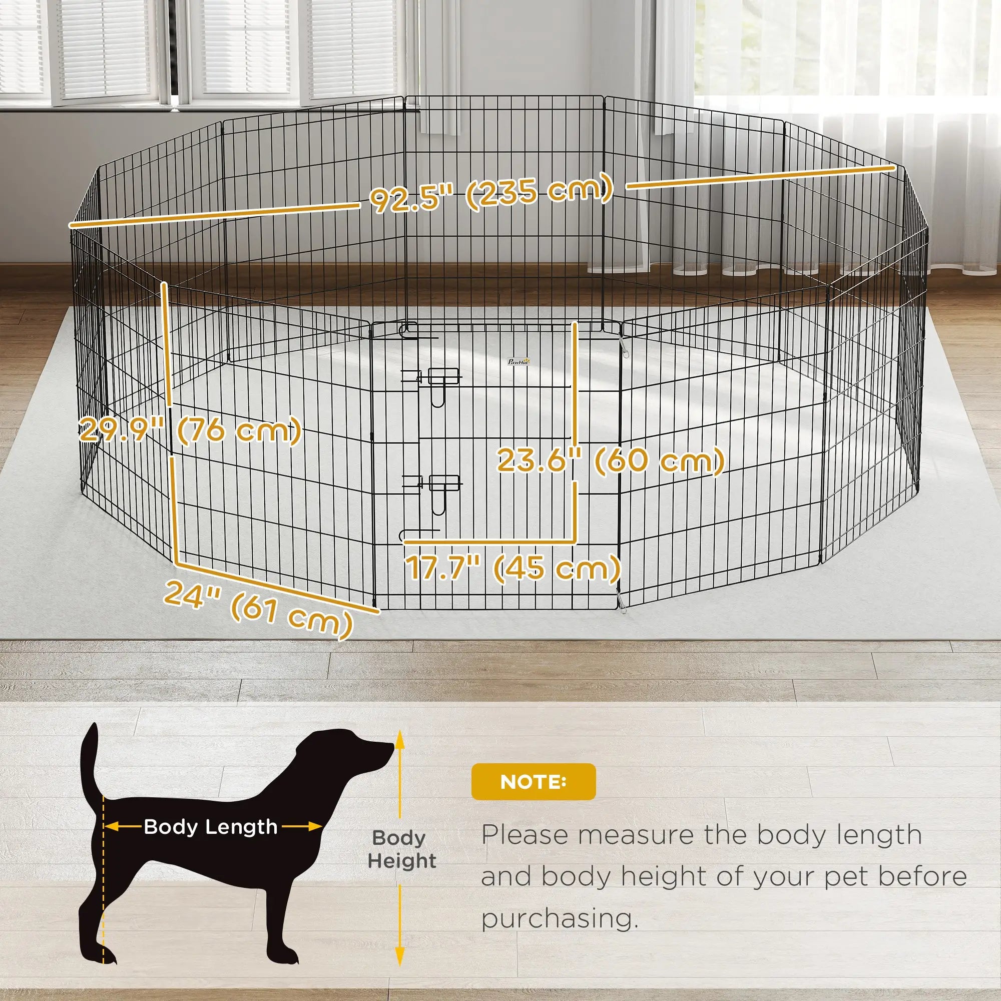 24 Inch Foldable Metal Pet Playpen, Dog Puppy Kennel Cage, 12 Panel Dog PlayPens at Gallery Canada