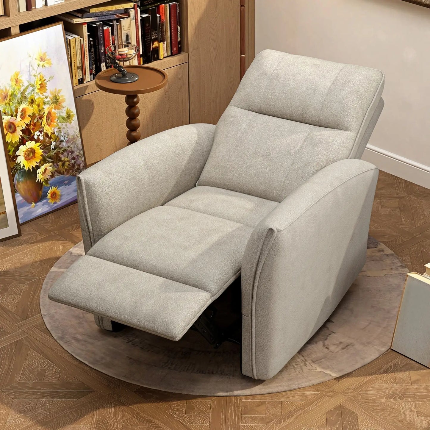 Power Recliner Chair, Fabric Upholstered, USB Ports, Footrest, Beige Sofas & Reclining Chairs at Gallery Canada