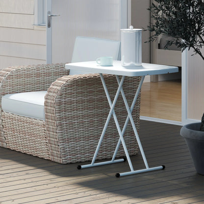 Portable Patio Side Table, Adjustable Height, HDPE Top, Metal Frame, White Patio Side Tables at Gallery Canada
