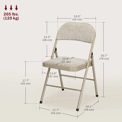 Set of 6 Metal Foldable Chairs, Linen Padded, Beige Dining Chairs at Gallery Canada