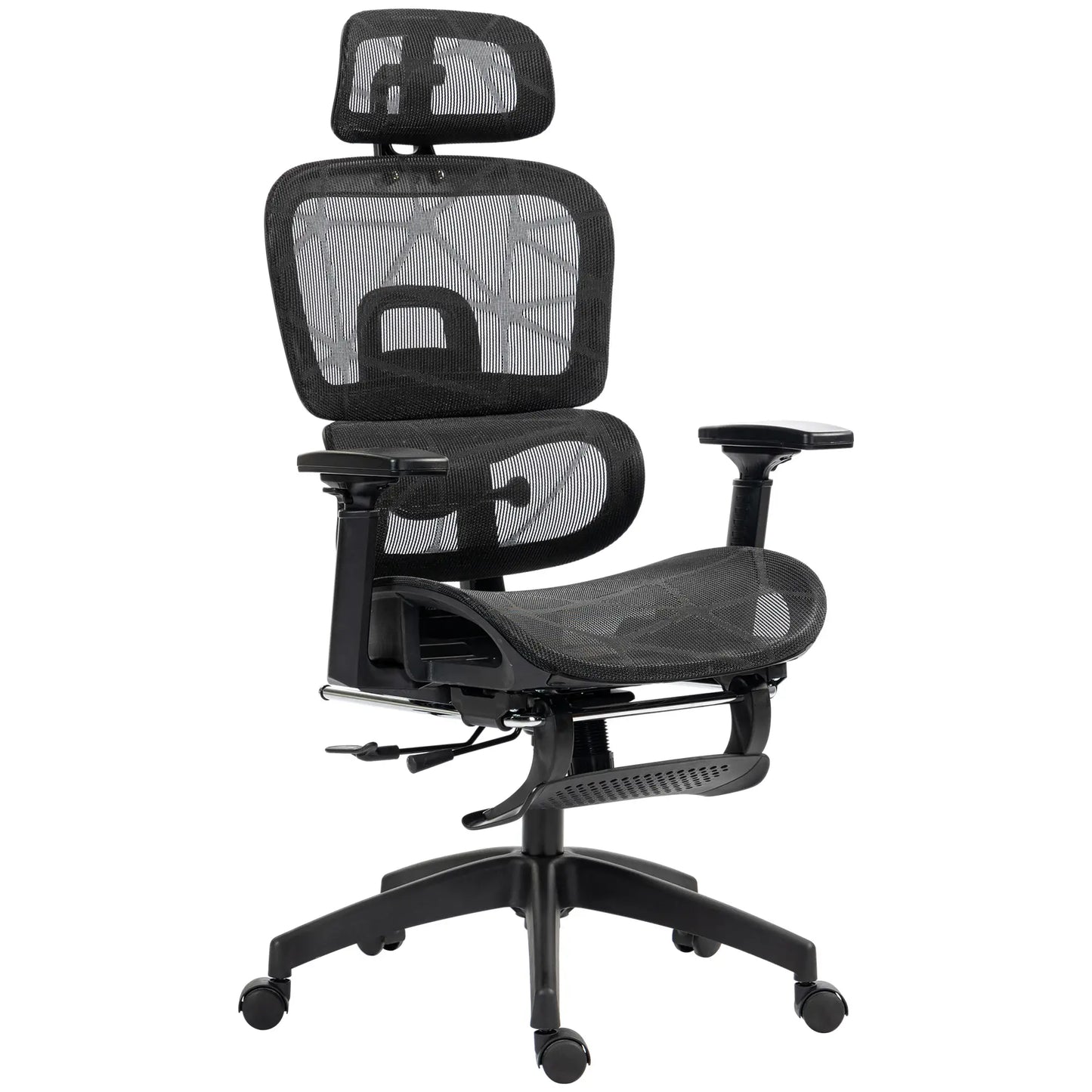 Mesh Office Chair, 3D Armrest, High Back, Lumbar Support, 135° Recline, Adjustable Headrest, Black Executive & Manager Chairs Black at Gallery Canada