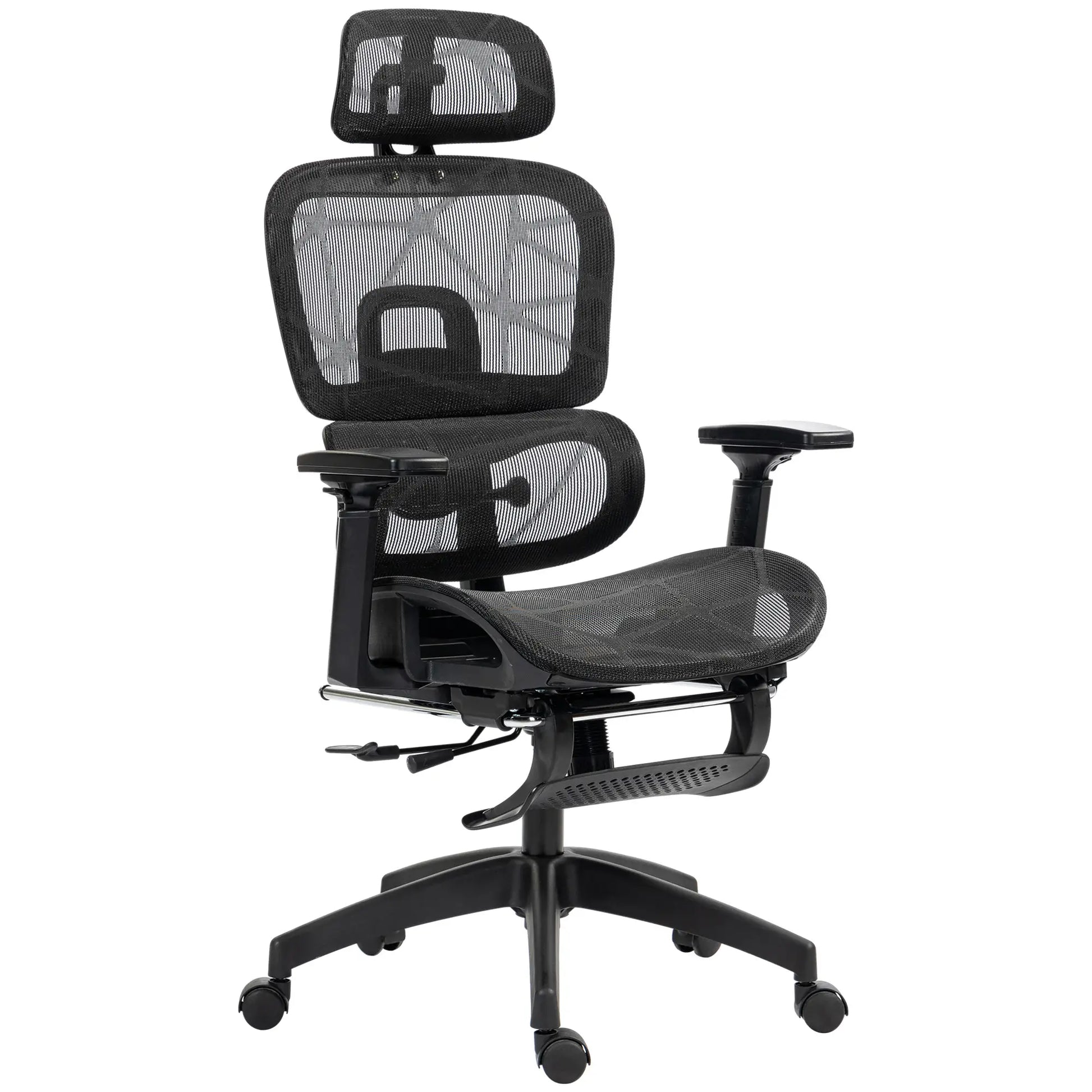 Mesh Office Chair, 3D Armrest, High Back, Lumbar Support, 135° Recline, Adjustable Headrest, Black Executive & Manager Chairs Black at Gallery Canada