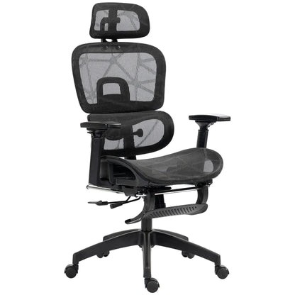 Mesh Office Chair, 3D Armrest, High Back, Lumbar Support, 135° Recline, Adjustable Headrest, Black Executive & Manager Chairs Black at Gallery Canada