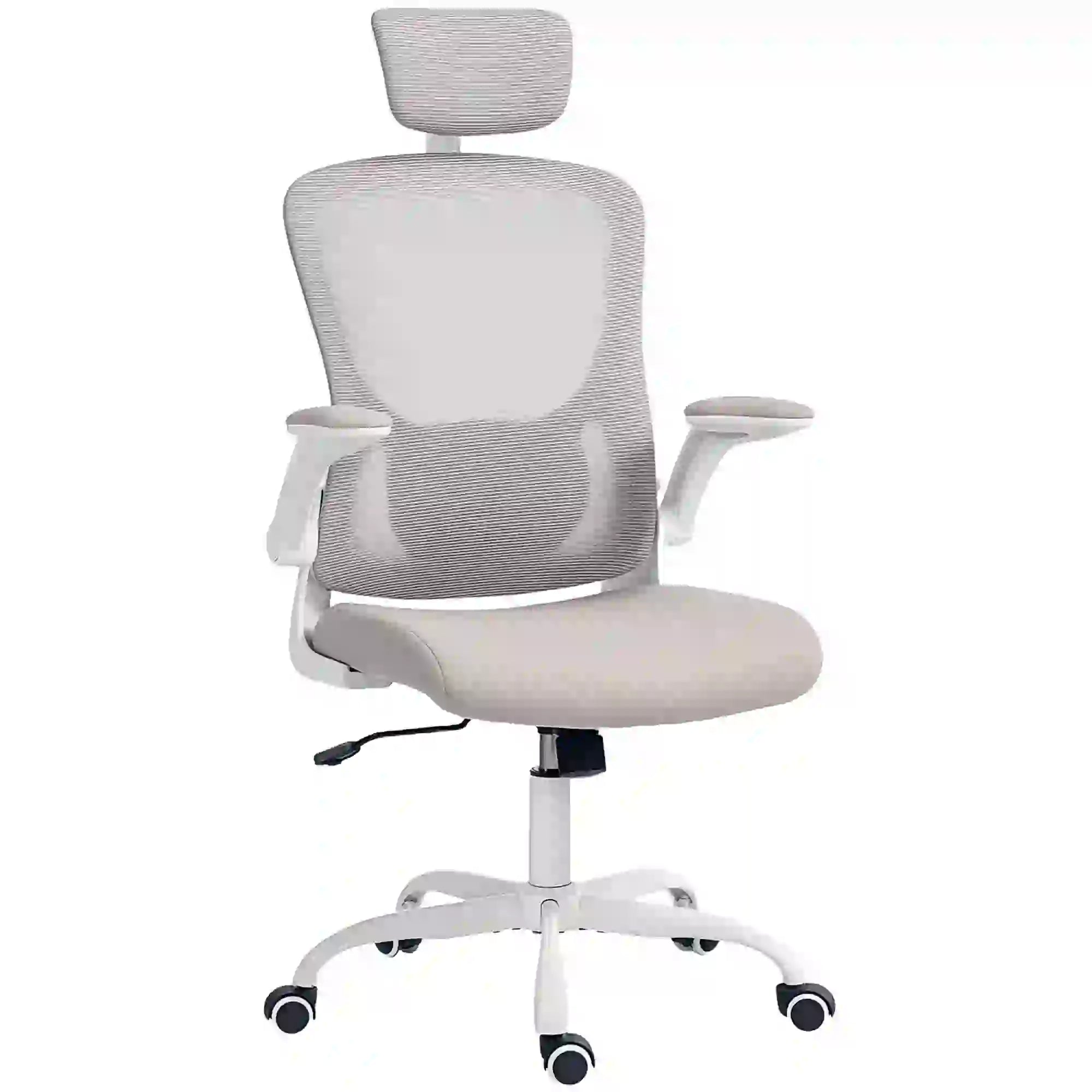 Mesh Office Chair, Adjustable Headrest, Lumbar Support, Flip-Up Armrests, Grey Task Chairs at Gallery Canada