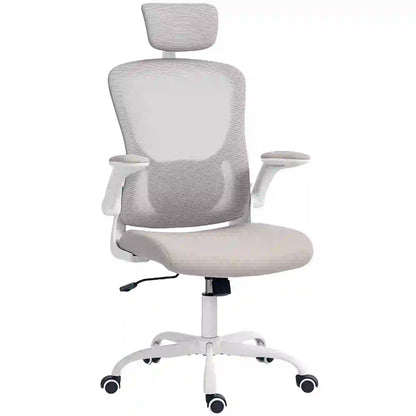 Mesh Office Chair, Adjustable Headrest, Lumbar Support, Flip-Up Armrests, Grey Task Chairs at Gallery Canada