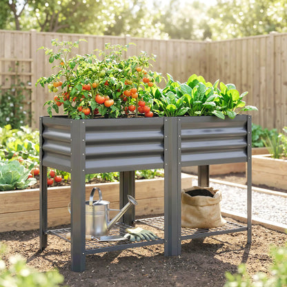 Raised Garden Bed With Legs, 31.5", Elevated Planter Box, Dark Grey Elevated Garden Beds at Gallery Canada