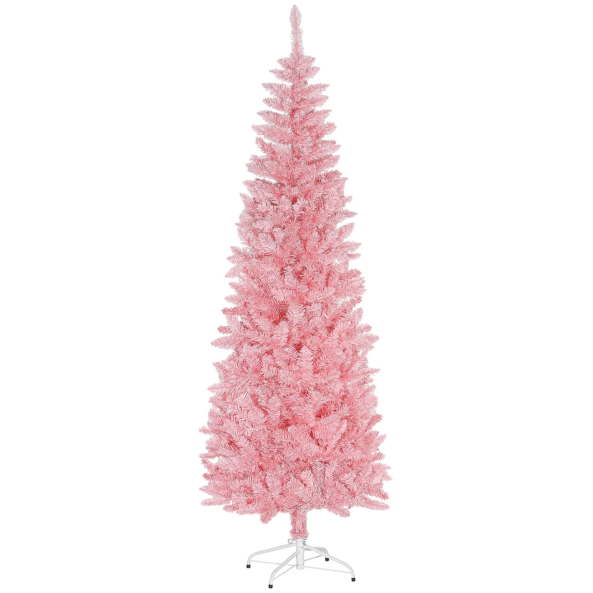 7ft Pencil Artificial Christmas Tree, 687 Branch Tips, Steel Base, Pink Pencil Christmas Trees Pink at Gallery Canada