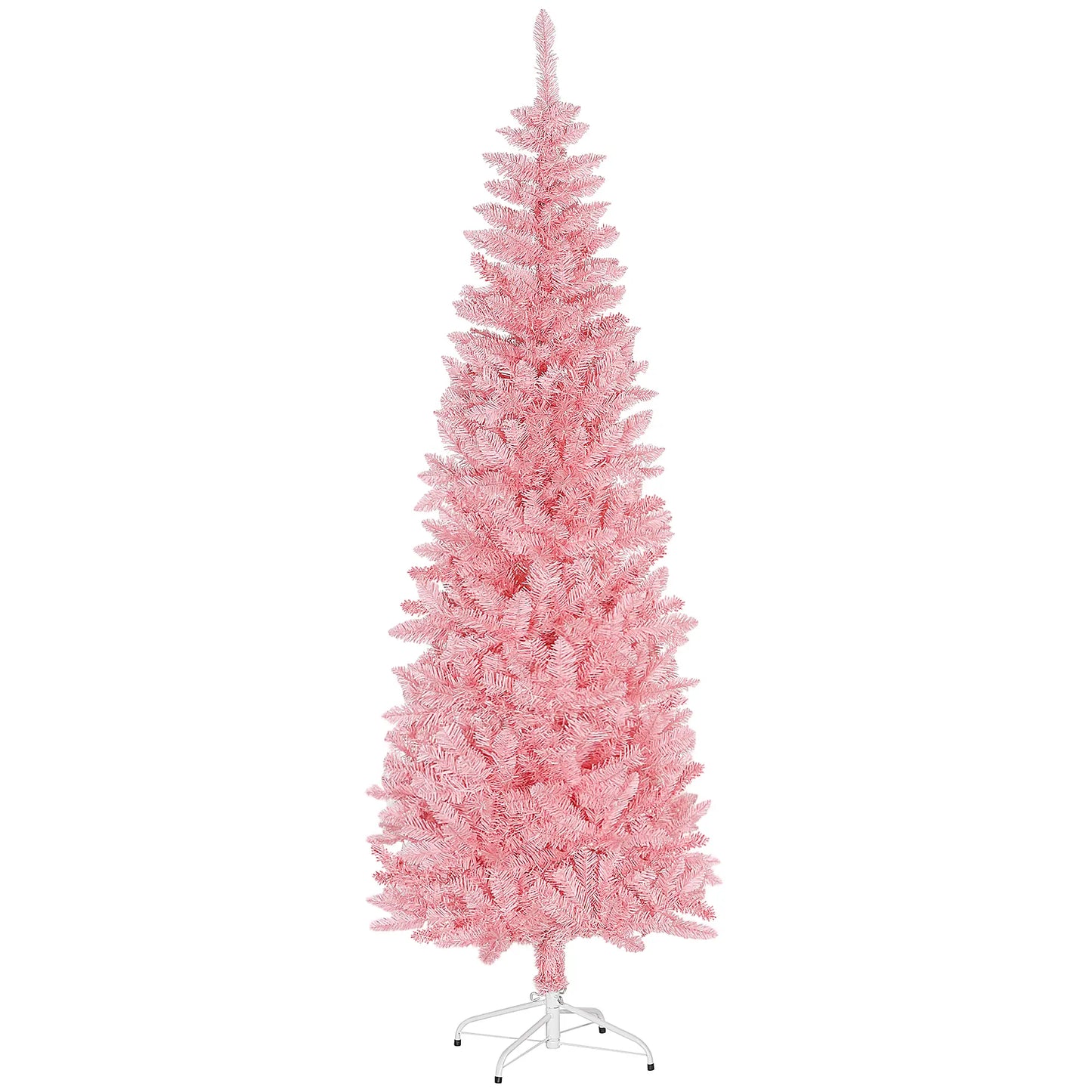 7ft Pencil Artificial Christmas Tree, 687 Branch Tips, Steel Base, Pink Pencil Christmas Trees Pink at Gallery Canada