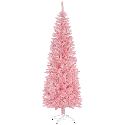 7ft Pencil Artificial Christmas Tree, 687 Branch Tips, Steel Base, Pink Pencil Christmas Trees Pink at Gallery Canada