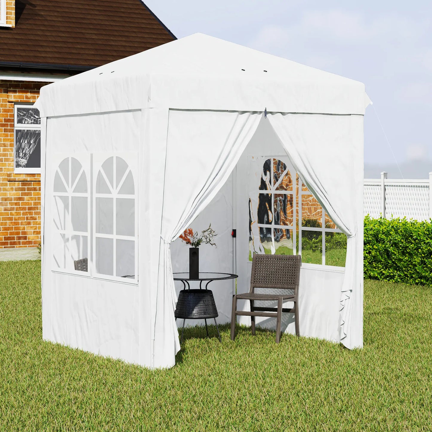 6.7' x 6.7' Pop-Up Canopy Tent, Adjustable Height, White Pop Up Canopies at Gallery Canada