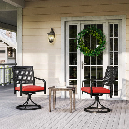 Patio Swivel Chair with Cushion, Outdoor Rocker, Curved Armrests, Red Bistro Sets at Gallery Canada