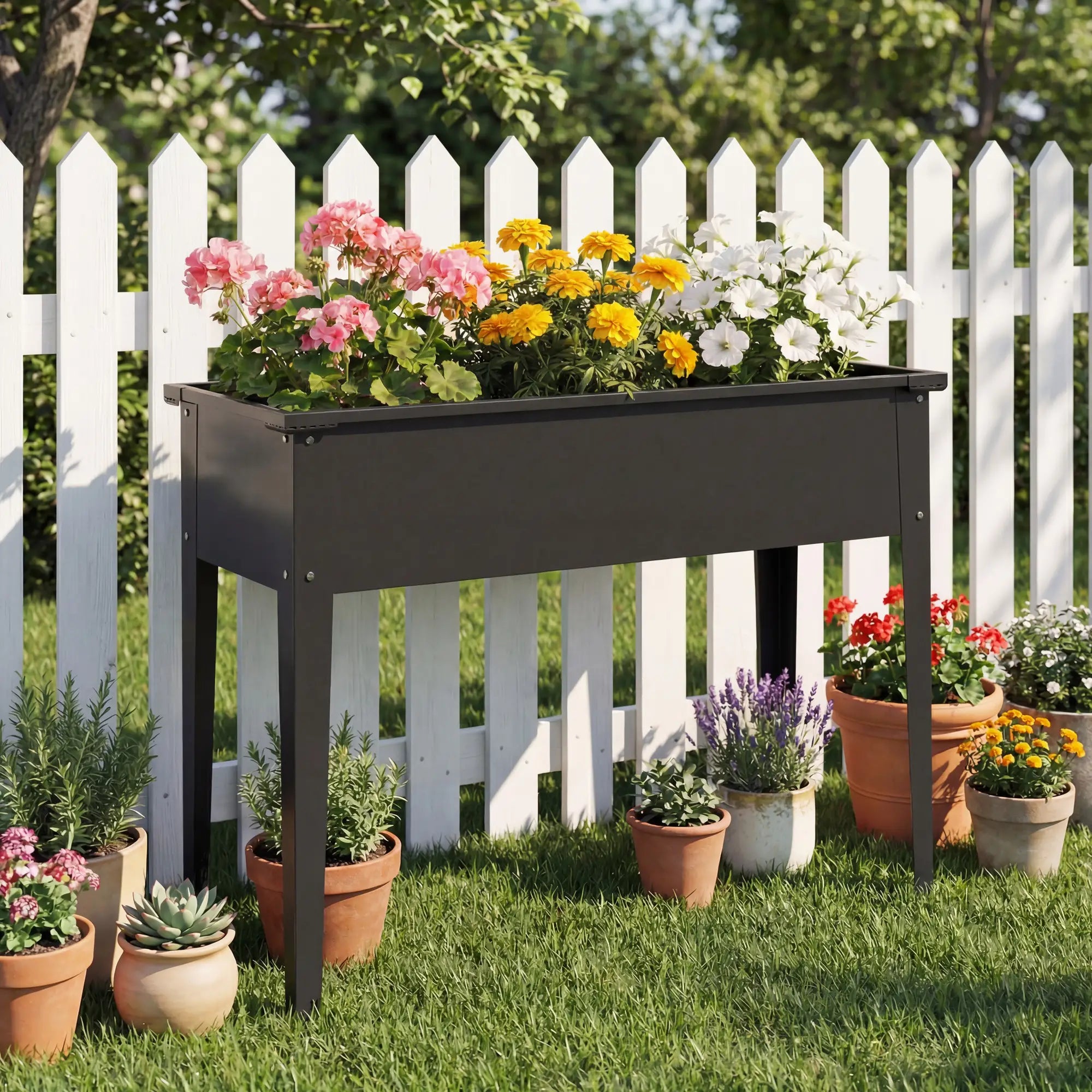 Metal Raised Garden Bed On Legs, With Drainage Hole, Black Elevated Garden Beds at Gallery Canada