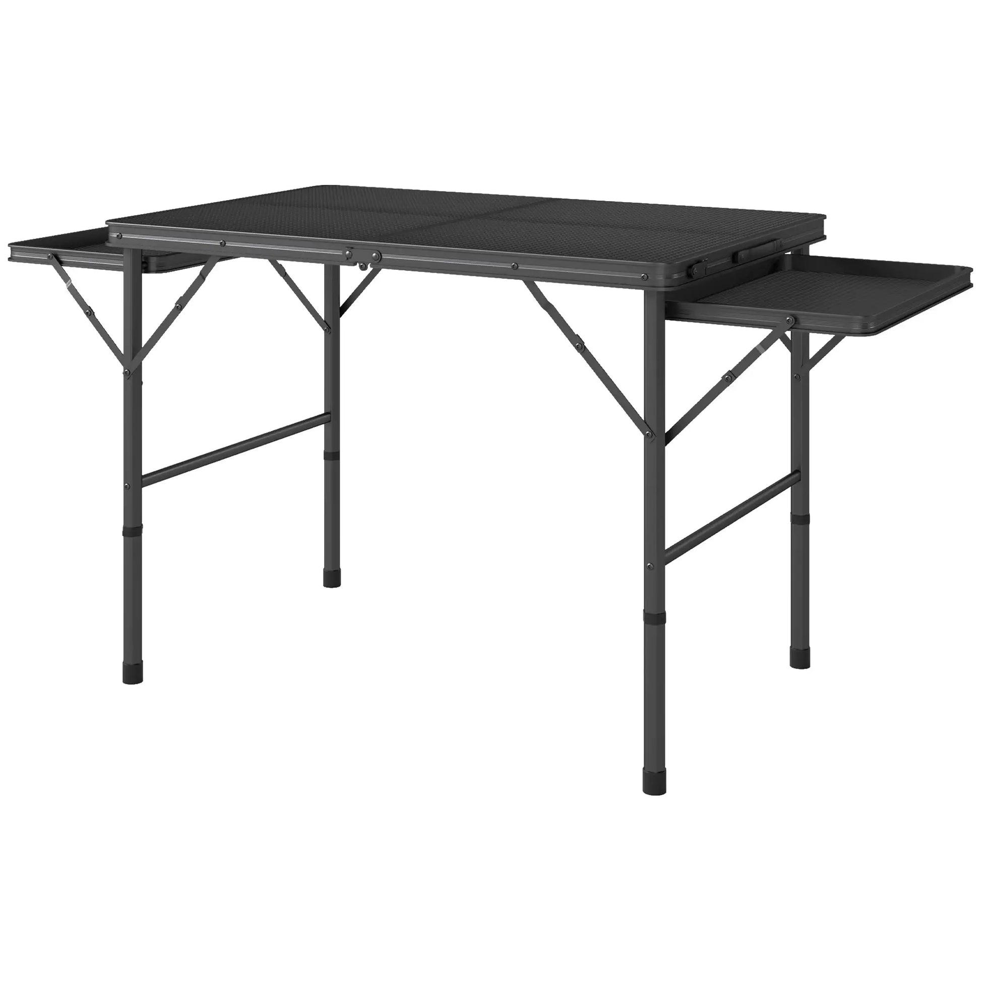 4.5ft Folding Grill Table, Adjustable Height, Metal Portable Picnic Table Picnic Tables & Camping Chairs Black at Gallery Canada