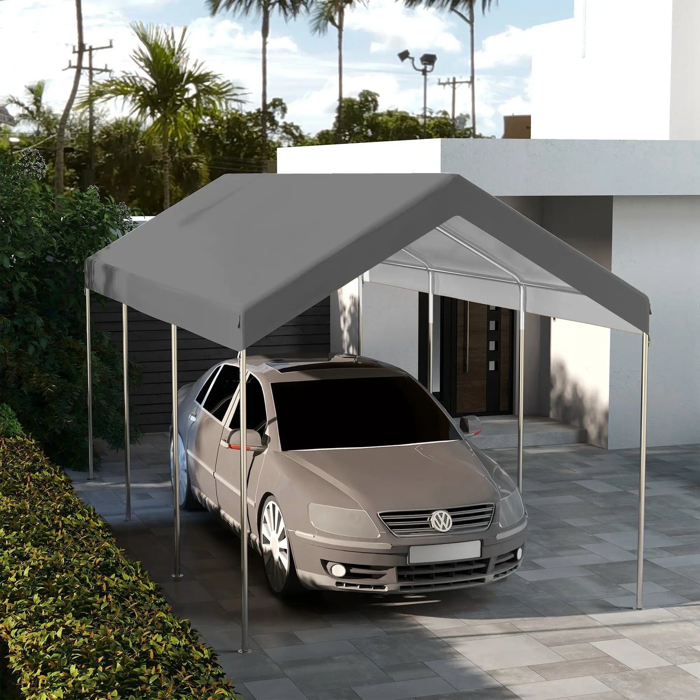 10 x 20ft Carport Canopy, UV Resistant, Dark Grey Gazebo Canopy Replacement at Gallery Canada