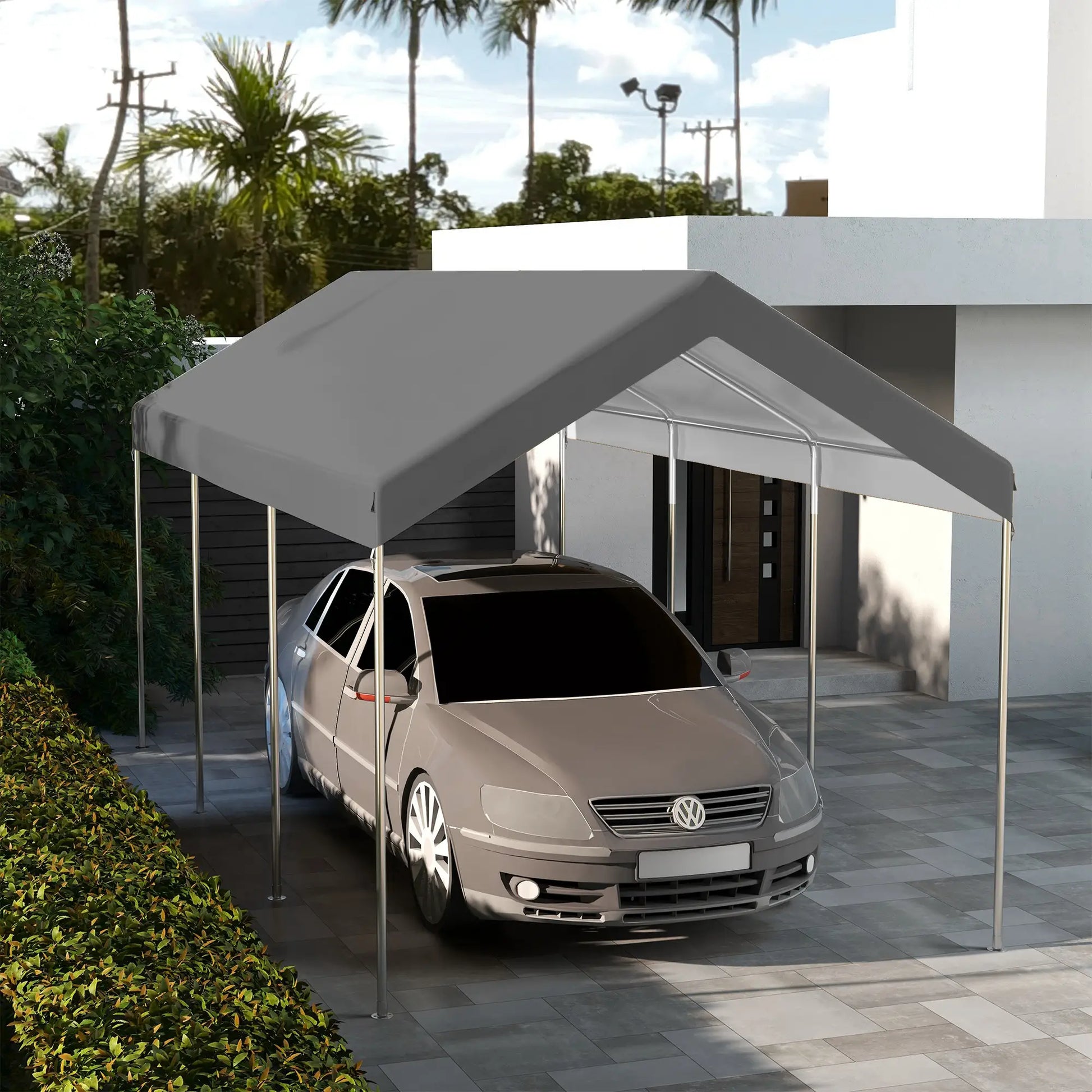 10 x 20ft Carport Canopy, UV Resistant, Dark Grey Gazebo Canopy Replacement at Gallery Canada