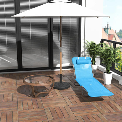 Portable Adjustable Reclining Lounge Chair, Folding Chaise, Blue Lounger Chairs at Gallery Canada