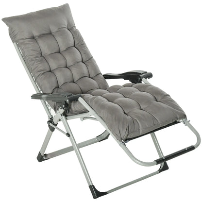 Reclining Zero Gravity Chair, Adjustable Backrest, Folding Sun Lounger, Removable Cushion, Headrest, Dark Grey Lounger Chairs at Gallery Canada