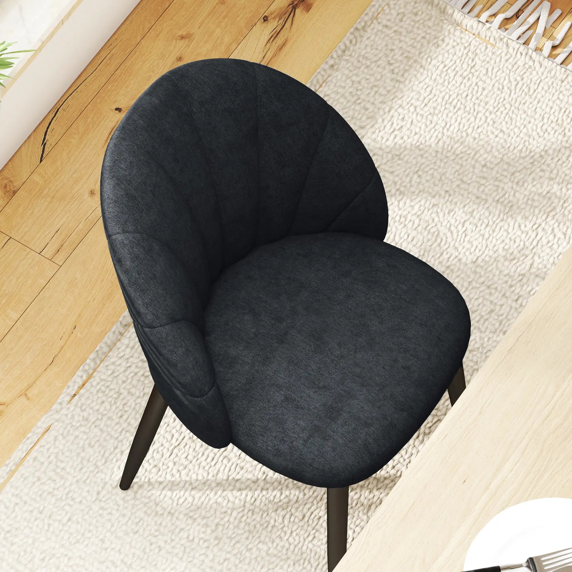 Modern Dining Chairs Set of 4, Upholstered, Metal Legs, Black Dining Chairs at Gallery Canada