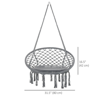 Hanging Rope Hammock Swing, Indoor Outdoor, Cotton-Polyester, Dark Grey Hammock Swings at Gallery Canada
