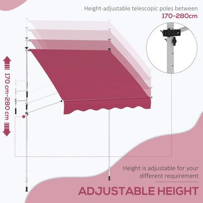 6.6'x5' Manual Retractable Patio Awning, Water Resistant, UV Protector, Wine Red Patio Awnings at Gallery Canada
