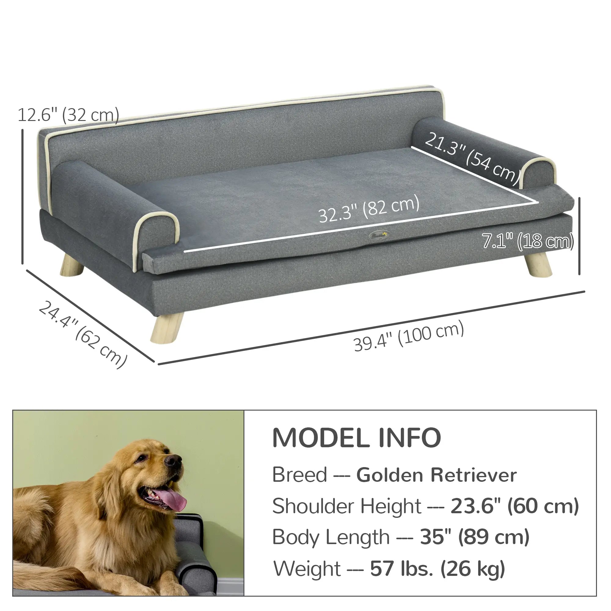 Elevated Dog Sofa Bed, Medium & Large, Dark Grey Dog Sofas at Gallery Canada