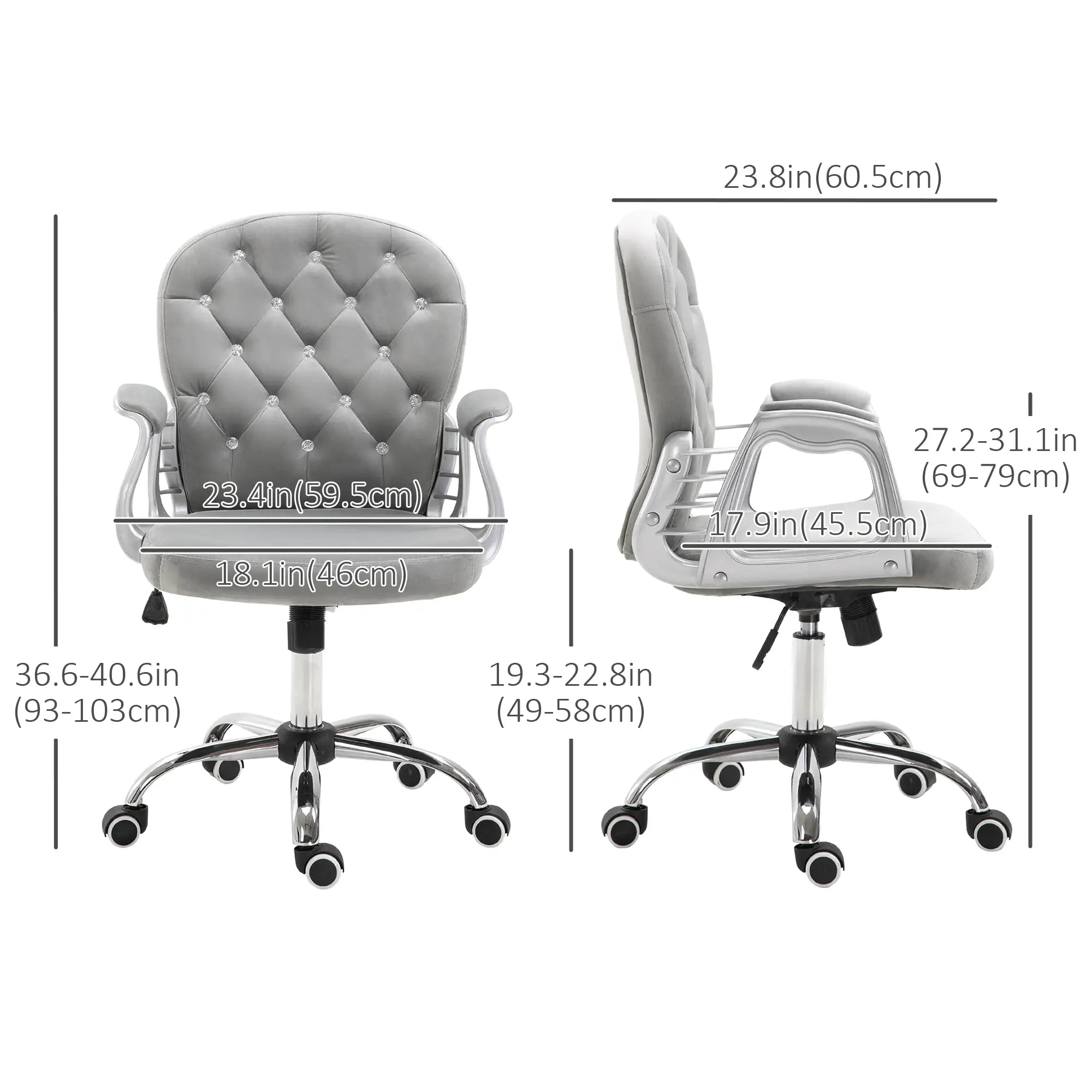 Ergonomic Office Chair, Adjustable Height, Padded Seat, Grey Task Chairs at Gallery Canada