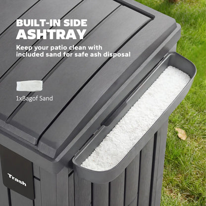 29 Gallon Outdoor Garbage Bin, Dual Lid, Ashtray Drip Tray, Grey Garden Accessories at Gallery Canada