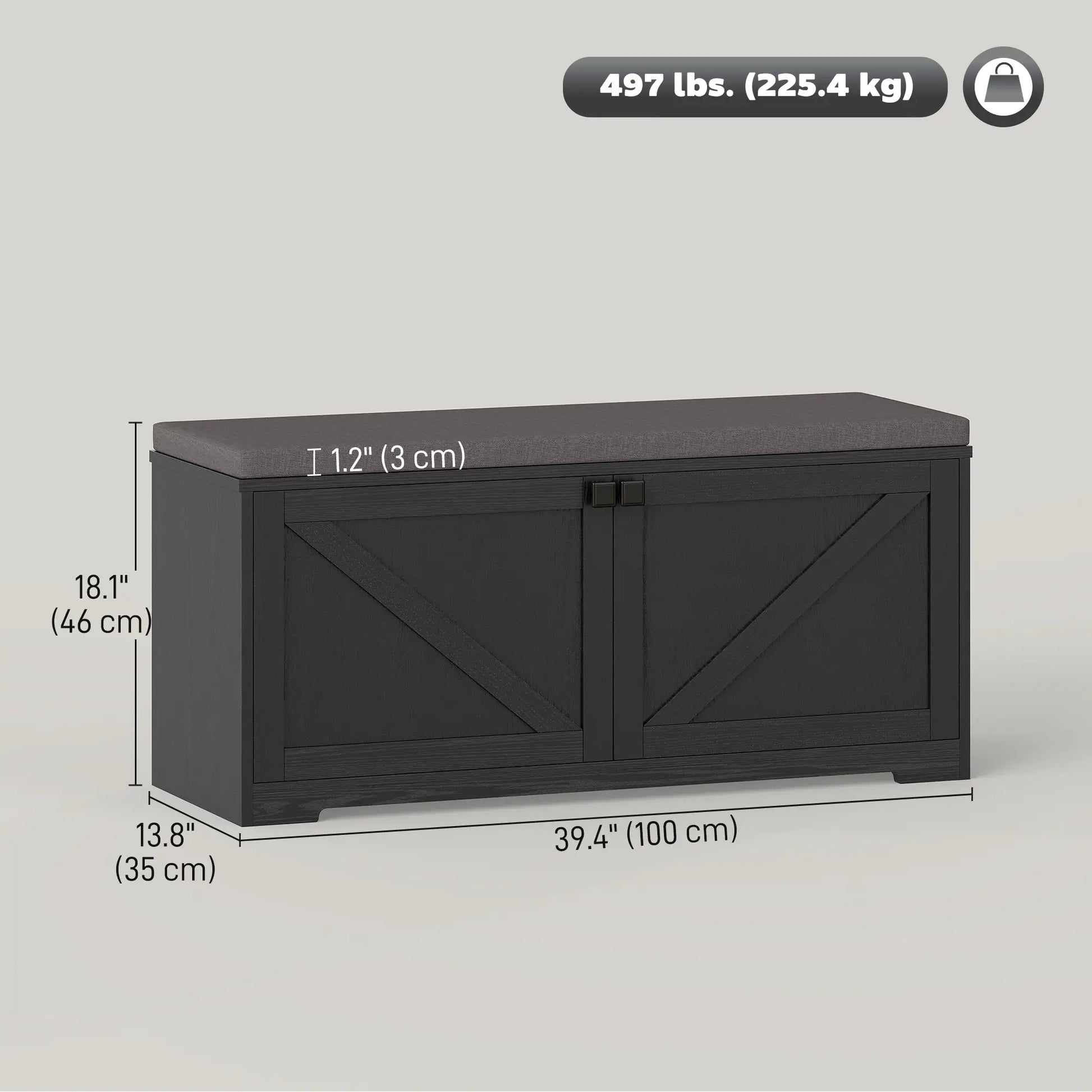 Shoe Storage Bench with Padded Seat, Entryway Bench, 8 Pairs, Black Wood Grain, Black Shoe Storage Cabinets & Racks at Gallery Canada