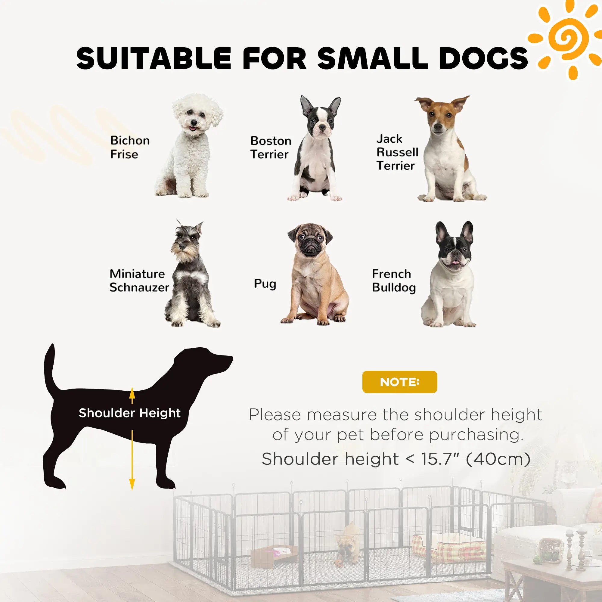 16 Panels Dog Playpen with Straps, Portable &; DIY, for Small Dogs, for Yard, RV, Camping, Garden, 24