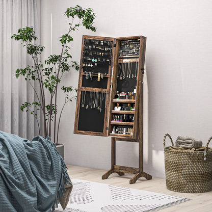 Lockable Mirror Jewelry Cabinet, Full-Length, 3 Adjustable Angles, Rustic Brown Jewelry Armoire & Jewellery Mirror Cabinets at Gallery Canada