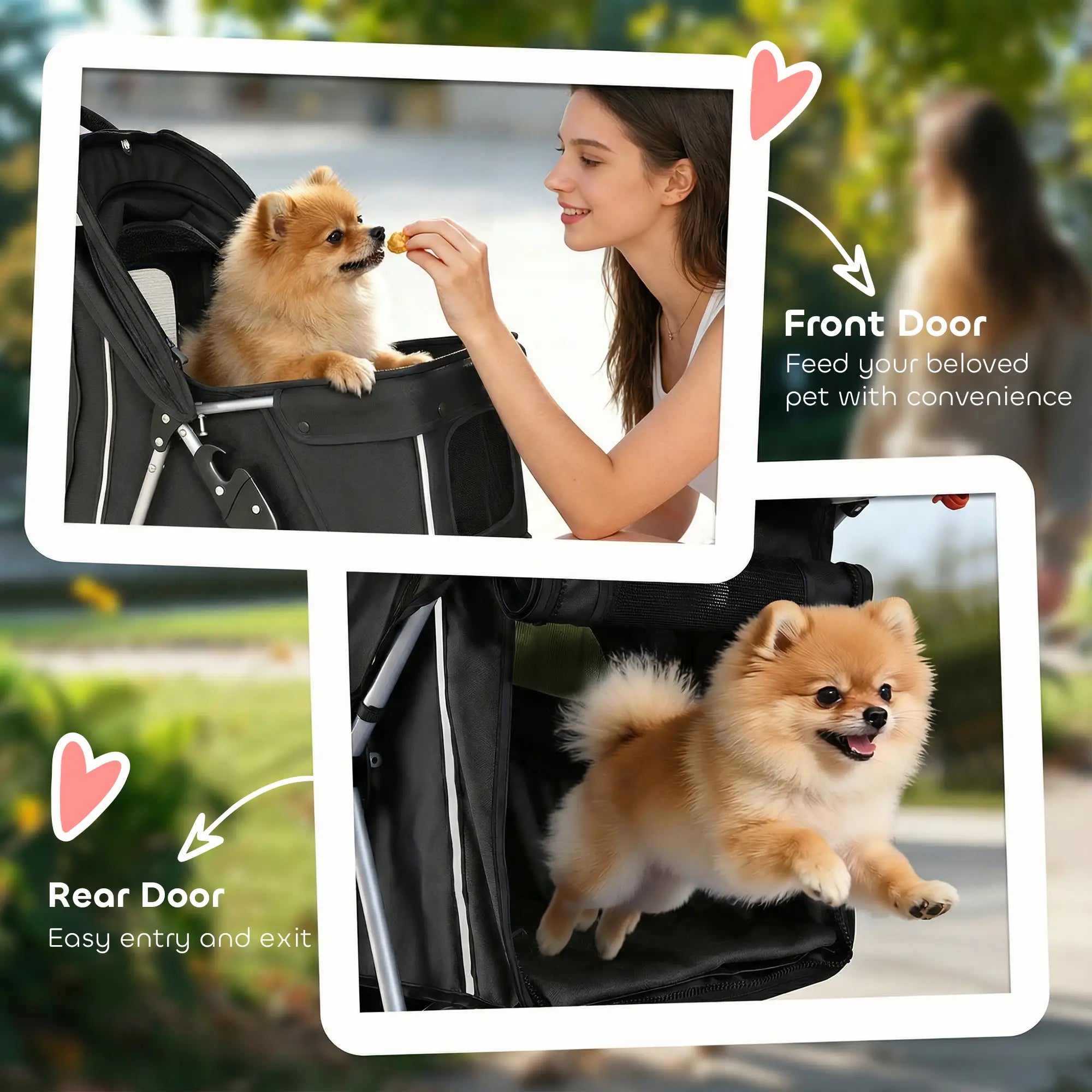 3 Wheel Foldable Dog Stroller, Storage Basket, Adjustable Canopy, Black Dog Bike Trailers & Strollers at Gallery Canada