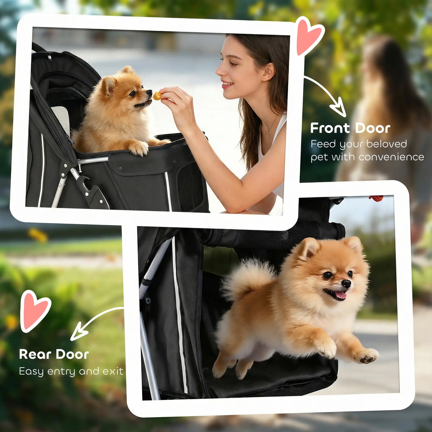 3 Wheel Foldable Dog Stroller, Storage Basket, Adjustable Canopy, Black Dog Bike Trailers & Strollers at Gallery Canada