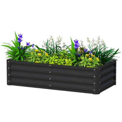 Galvanized Raised Garden Bed, Planter Box, 4' x 2' x 1', Black Galvanized Planter Boxes at Gallery Canada