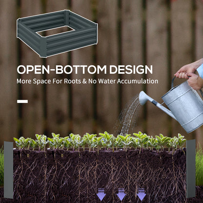 Raised Garden Bed Set, Steel Elevated Planter Box, 39"x39"x12", Dark Grey Galvanized Planter Boxes at Gallery Canada