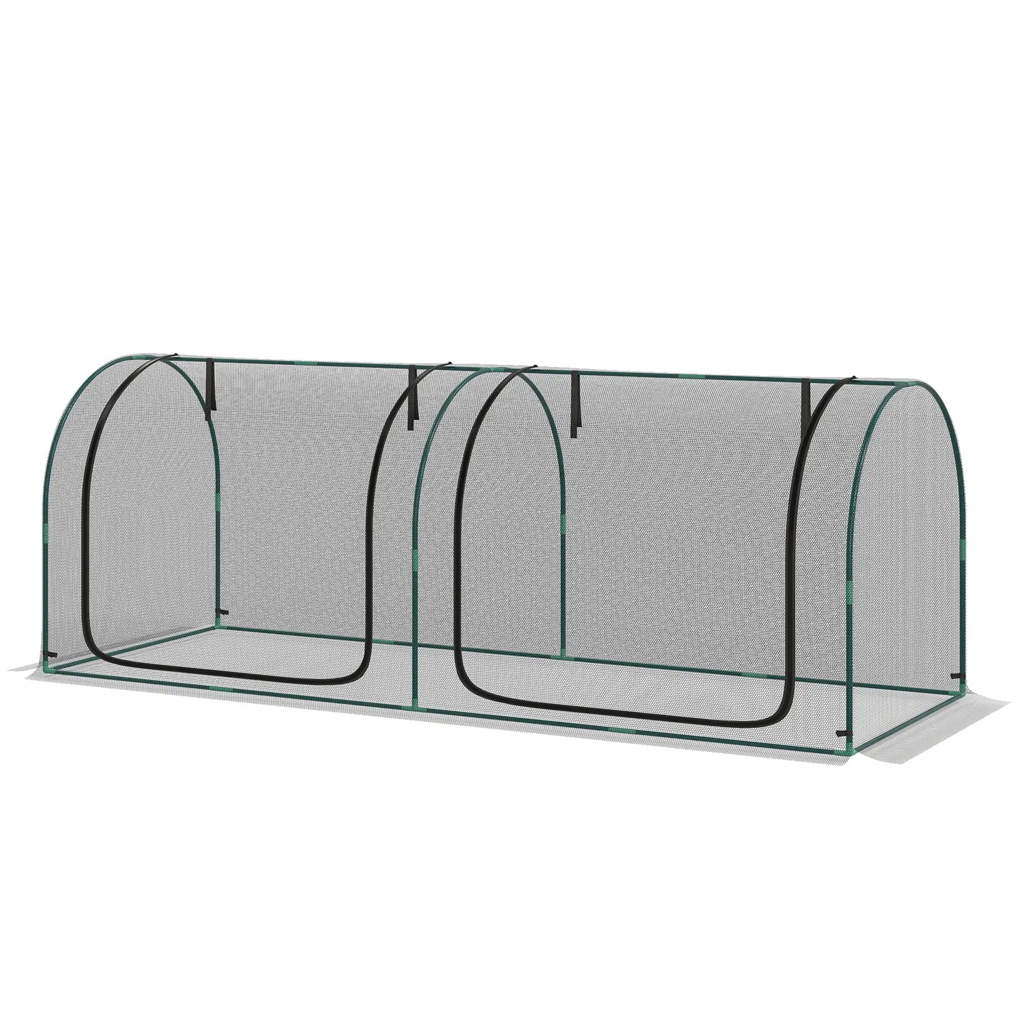 8' x 3' Crop Cage, Garden Plant Protector, 3 Zippered Doors, Black