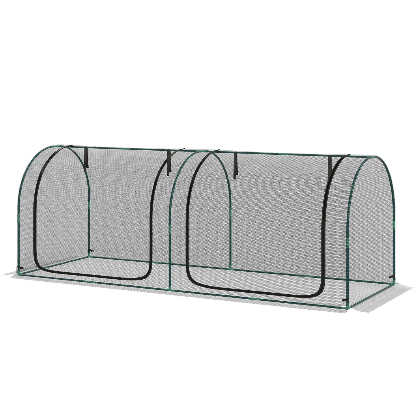 8' x 3' Crop Cage, Garden Plant Protector, 3 Zippered Doors, Black