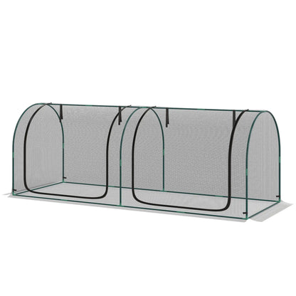 8' x 3' Crop Cage, Garden Plant Protector, 3 Zippered Doors, Black